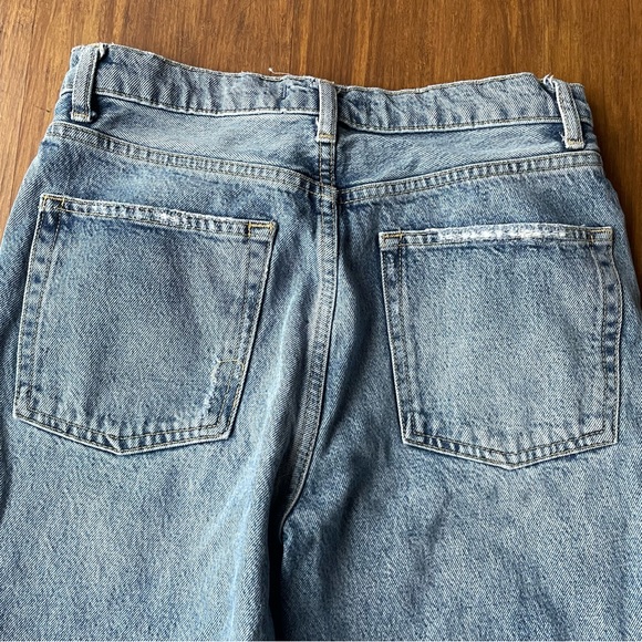 Free People Women’s 27 Denim Jeans Lita Straight Leg Fray Distressed Ripped - Picture 12 of 16